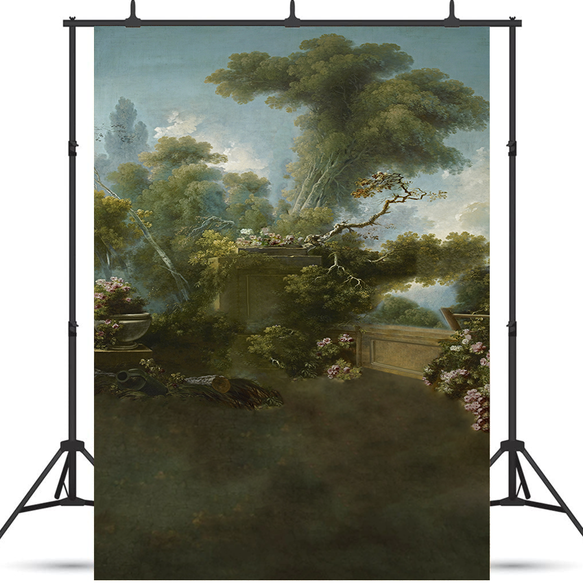 Toile de fond de photographie de peinture à l'huile de style jardin rétro SBH0370