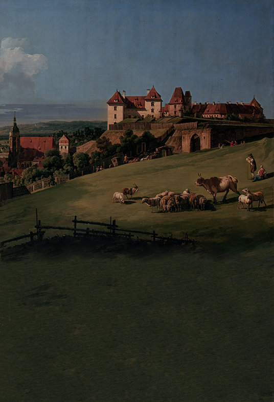 Toile de fond de peinture à l'huile de vue de château de Sonnenstein pour la photo SBH0407