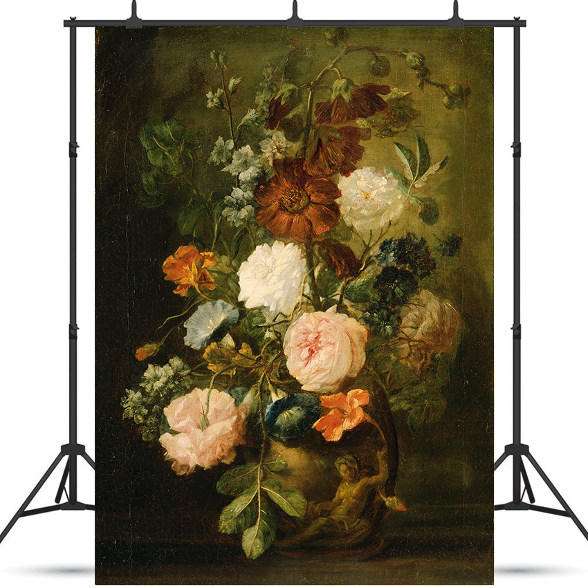 Toile de fond de peintures de fleurs de maître ancien pour photo SBH0435