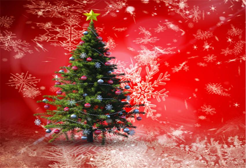 Toile de fond décors de photographie de flocon de neige de Noël rouge