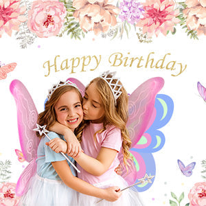 Toile de fond de photographie de fleur de papillon pour l'anniversaire de bébé