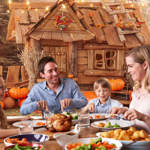 Toile de fond de décoration de citrouille photographie de maison en bois pour l'action de grâces