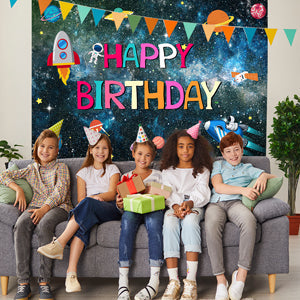 Toile de fond de photographie de planète de l'espace extra-atmosphérique pour l'anniversaire