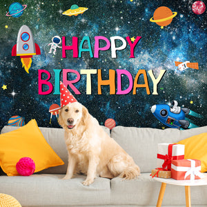 Toile de fond de photographie de planète de l'espace extra-atmosphérique pour l'anniversaire
