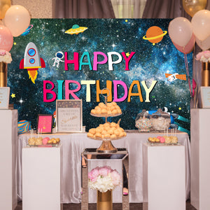Toile de fond de photographie de planète de l'espace extra-atmosphérique pour l'anniversaire