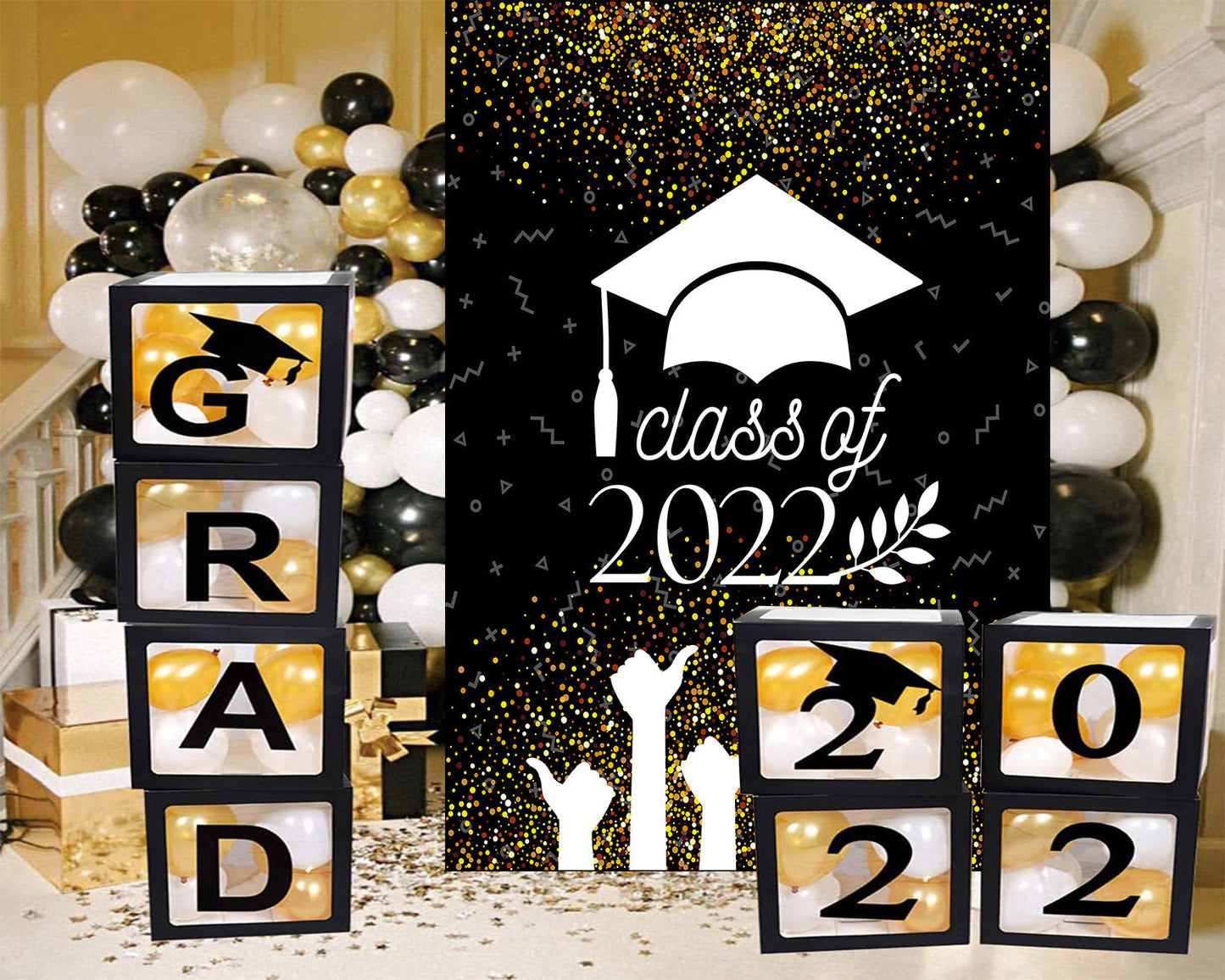 Toile de fond or décorations paillettes 2022 collège graduation pour la photographie TKH1848