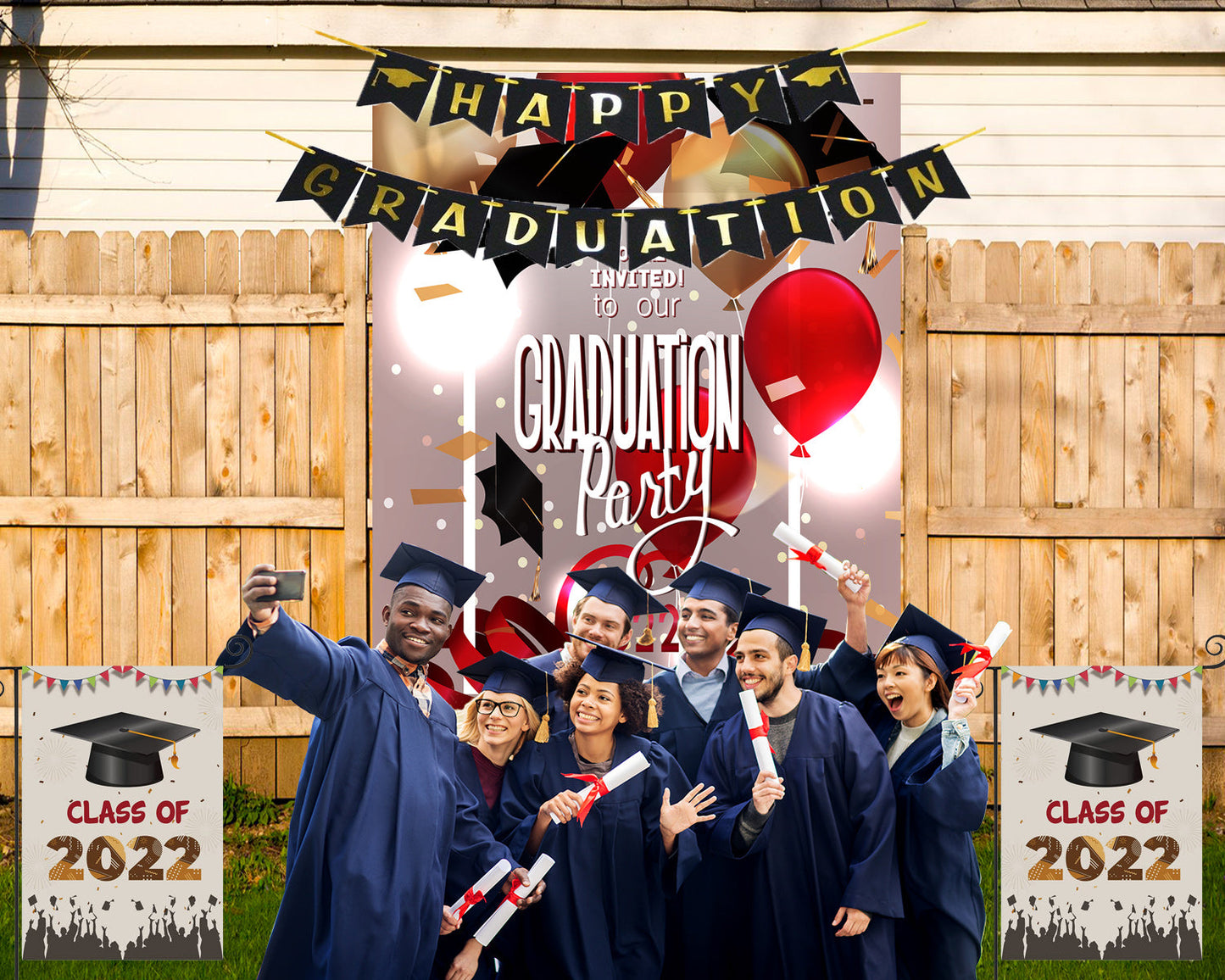 Toile de fond ballon décorations collège graduation pour la photographie graduation fête TKH1850