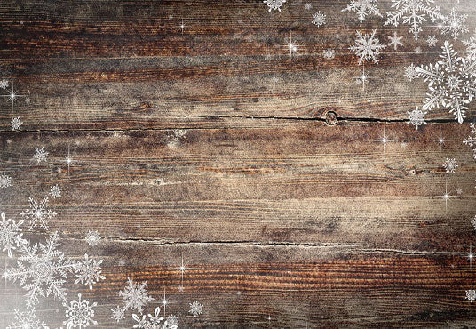 Toile de fond de photographie de mur en bois foncé de flocon de neige pour Noël
