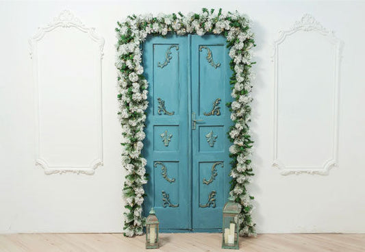 Toile de fond décors de photographie de Noël de porte de mur vintage