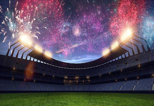 Toile de fond de stade de feux d'artifice fond de photographie de terrain de football