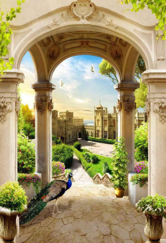 Toile de fond d'architecture paon dans le pavillon fond de photographie de beaux paysages