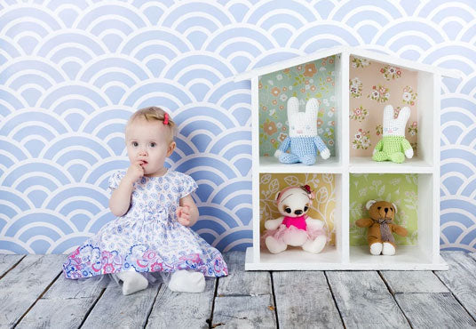 Toile de fond de plancher en bois à rayures bébé pour le studio