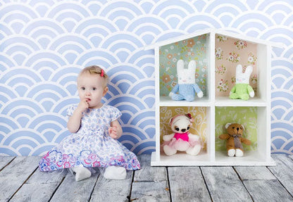 Toile de fond de plancher en bois à rayures bébé pour le studio