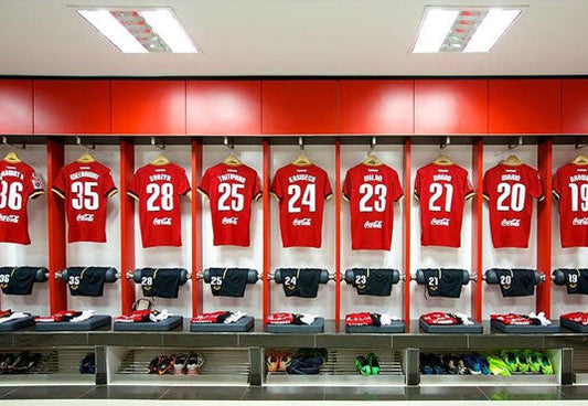 Toile de fond de balle rouge uniformes football de photographie