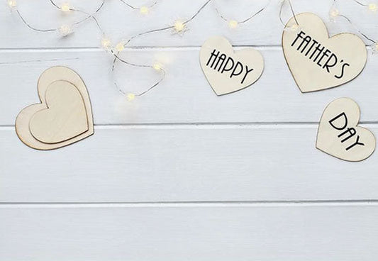 Toile de fond de carte de coeur d'amour décoration de sol en bois blanc pour la fête des pères