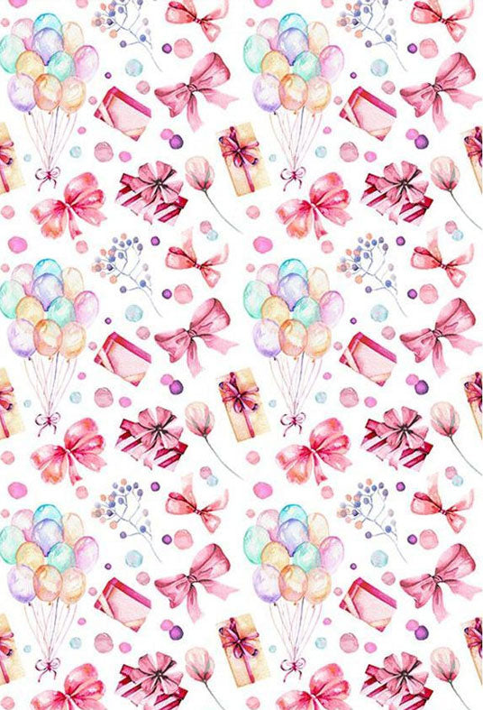 Toile de fond de cadeaux roses ballons noeuds d'arc fond pour la photographie