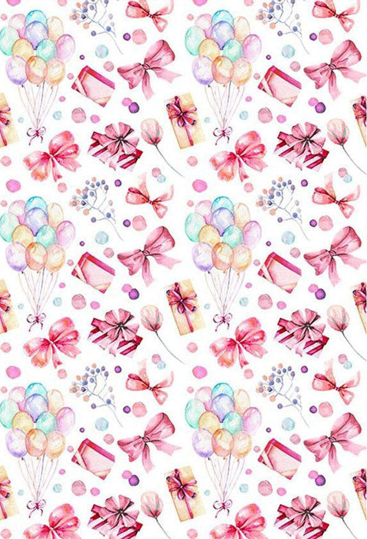 Toile de fond de cadeaux roses ballons noeuds d'arc fond pour la photographie