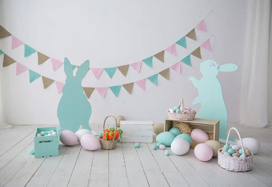 Toile de fond de plancher bois joyeuses Pâques oeufs colorés