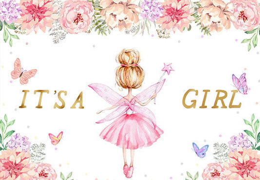 Toile de fond de photographie de fille de fleur d'ange pour la fête de bébé
