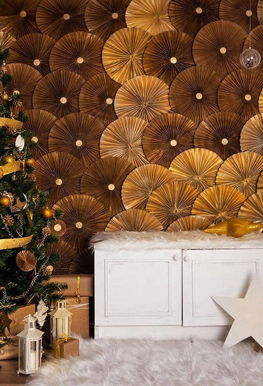 Toile de fond de mur de moulinet doré foncé de Noël pour la photographie de décoration de festival