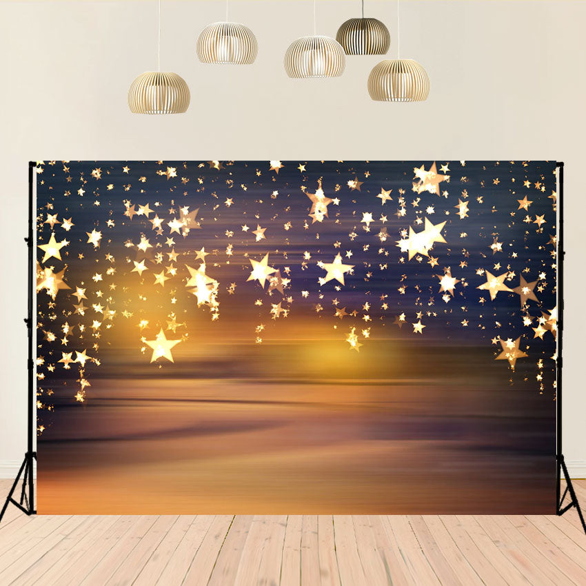 Toile de fond décors de photographie de paillettes abstraite d'étoile d'or