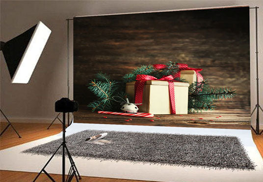 Toile de fond décors de Noël en bois brun foncé