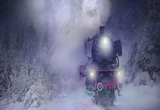Toile de fond de Noël d'hiver de neige de train vintage pour la photo