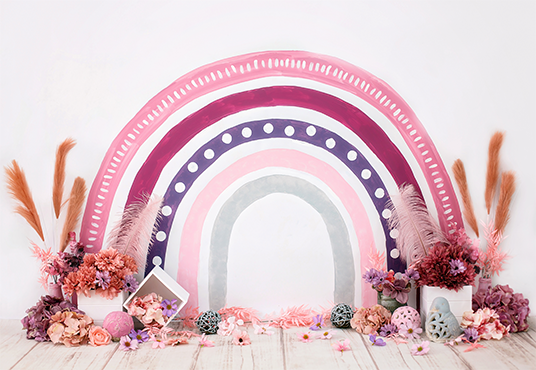 Toile de fond d'arc-en-ciel boho vintage rose pour la photographie SBH0262