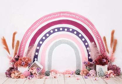 Toile de fond d'arc-en-ciel boho vintage rose pour la photographie SBH0262