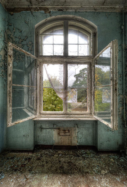 Toile de fond de fenêtres en bois d'architecture vintage pour le studio