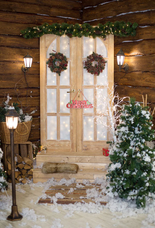 Toile de fond de joyeux Noël photo studio fond maison en bois