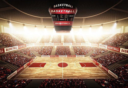 Toile de fond de lumières lumineuses de sport de terrain de basket-ball