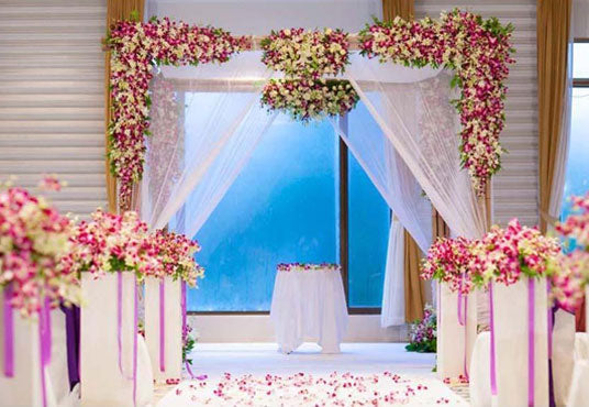 Toile de fond de cérémonie de mariage romantique pour la photographie de mariage