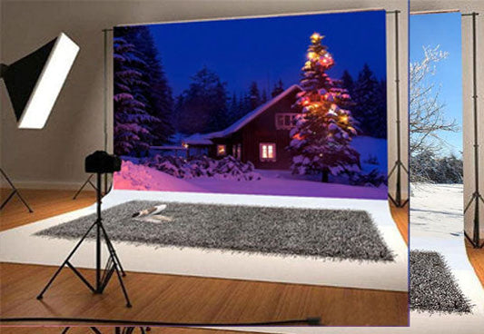 Toile de fond décors de photo d'hiver de neige rustique