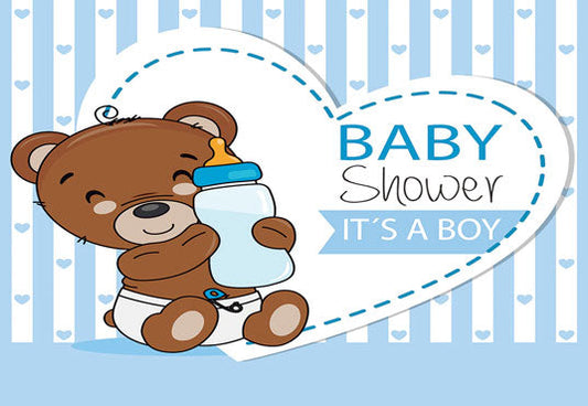 Toile de fond d'ours en peluche marron pour bébé garçon KEH01882