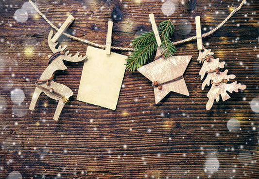 Toile de fond de photographie de planche de bois foncé de flocon de neige pour Noël