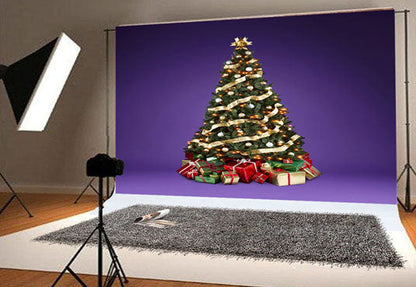 Toile de fond d'arbre de Noël de photo de Noël violet