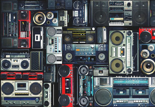 Toile de fond de remise des diplômes de l'enregistreur de musique rétro de bal