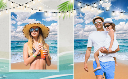 Toile de fond de mer plage numérique océan fond ciel nuages pour la photographie S-576