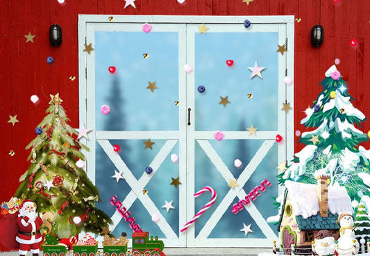 Toile de fond décors de photographie de cadeau de Noël de son rouge