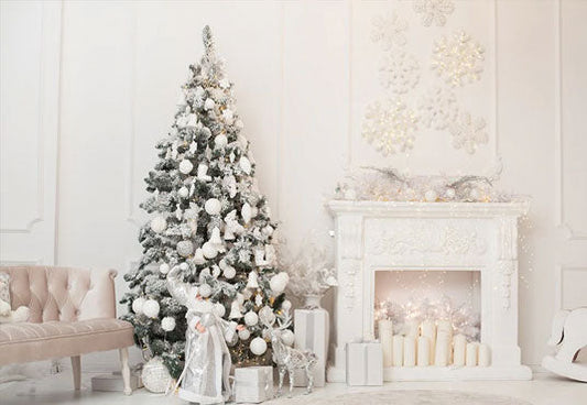 Toile de fond décors de photographie lumineux de Noël blanc pour la session
