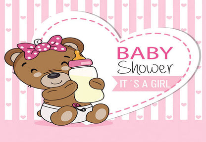 Toile de fond d'ours en peluche marron pour bébé fille KEH01883