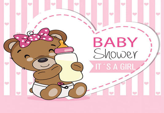 Toile de fond d'ours en peluche marron pour bébé fille KEH01883