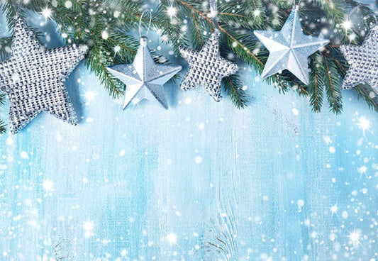 Toile de fond d'étoile flocon de neige photographie Noël bleu bois fond