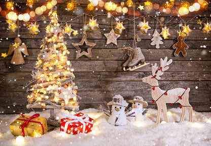 Toile de fond d'arbre de Noël cadeau photo lumière étoile fond