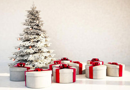 Toile de fond de studio photo sapin de Noël blanc
