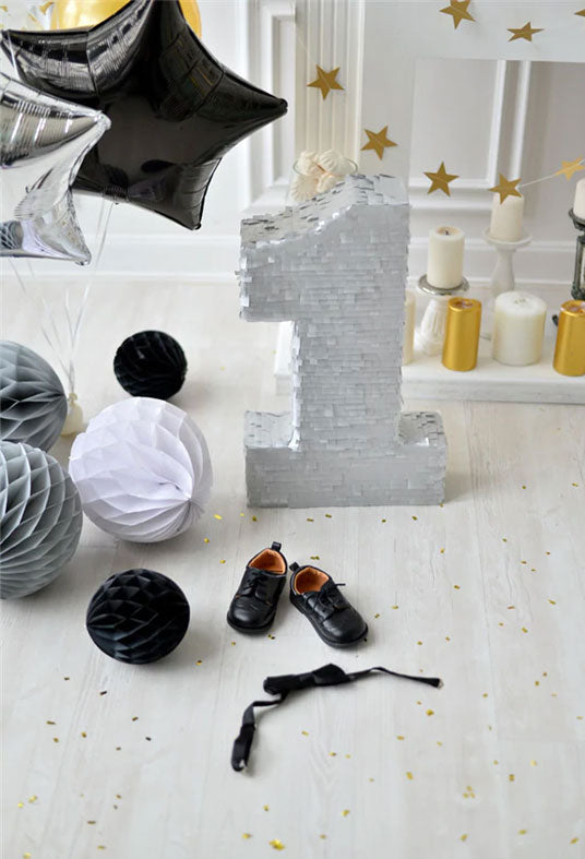 Toile de fond décors de photo d'anniversaire de ruban de nouveau-né de 1er garçon