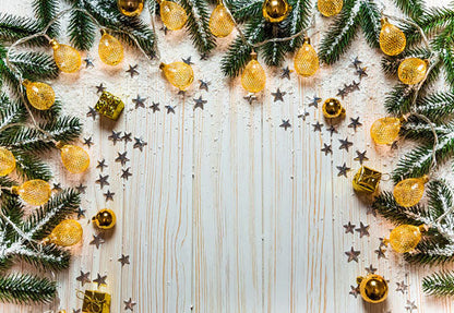 Toile de fond de branche de pin mur en bois blanc de photographie fond de Noël