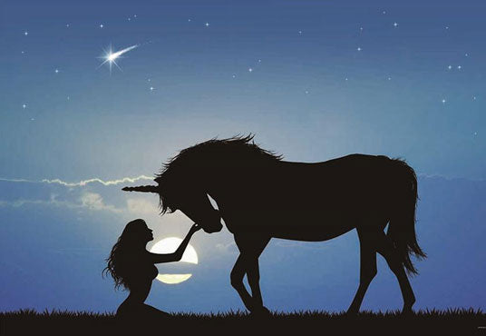 Toile de fond de licorne bleu ciel brillant étoile