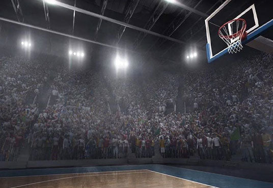 Toile de fond de stade de nuit de photographie de terrain de basket-ball